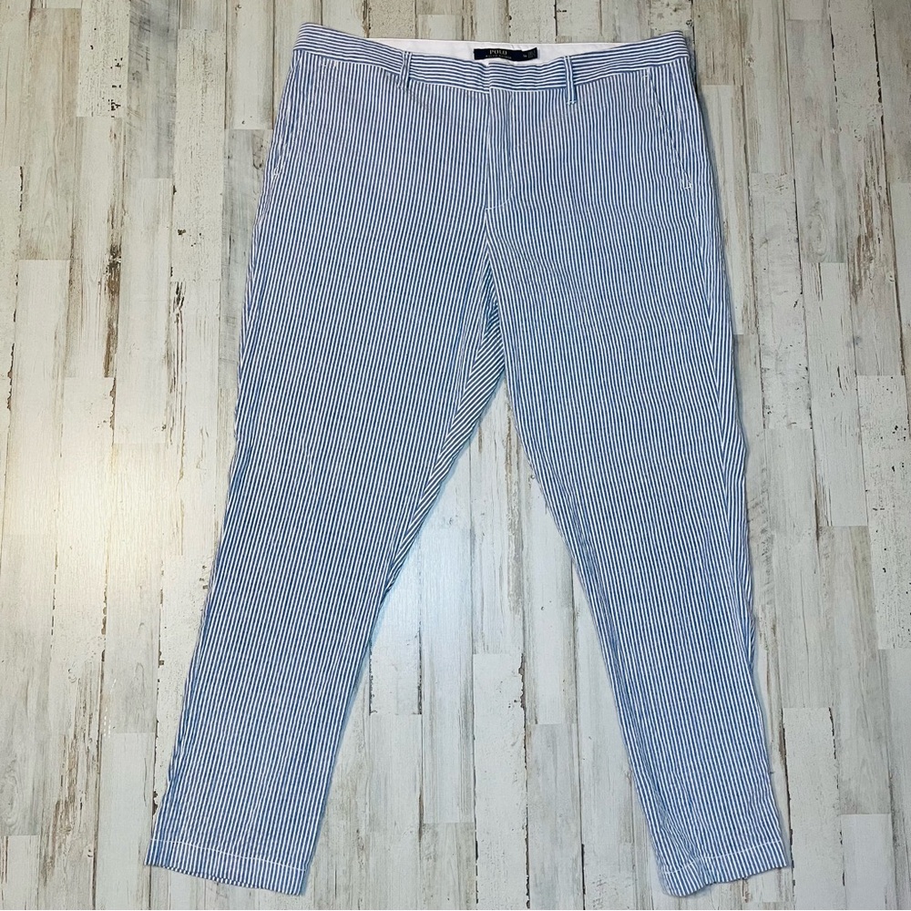 Polo Ralph Lauren Seersucker Pants Women’s Size 14 Blue White Striped Unisex